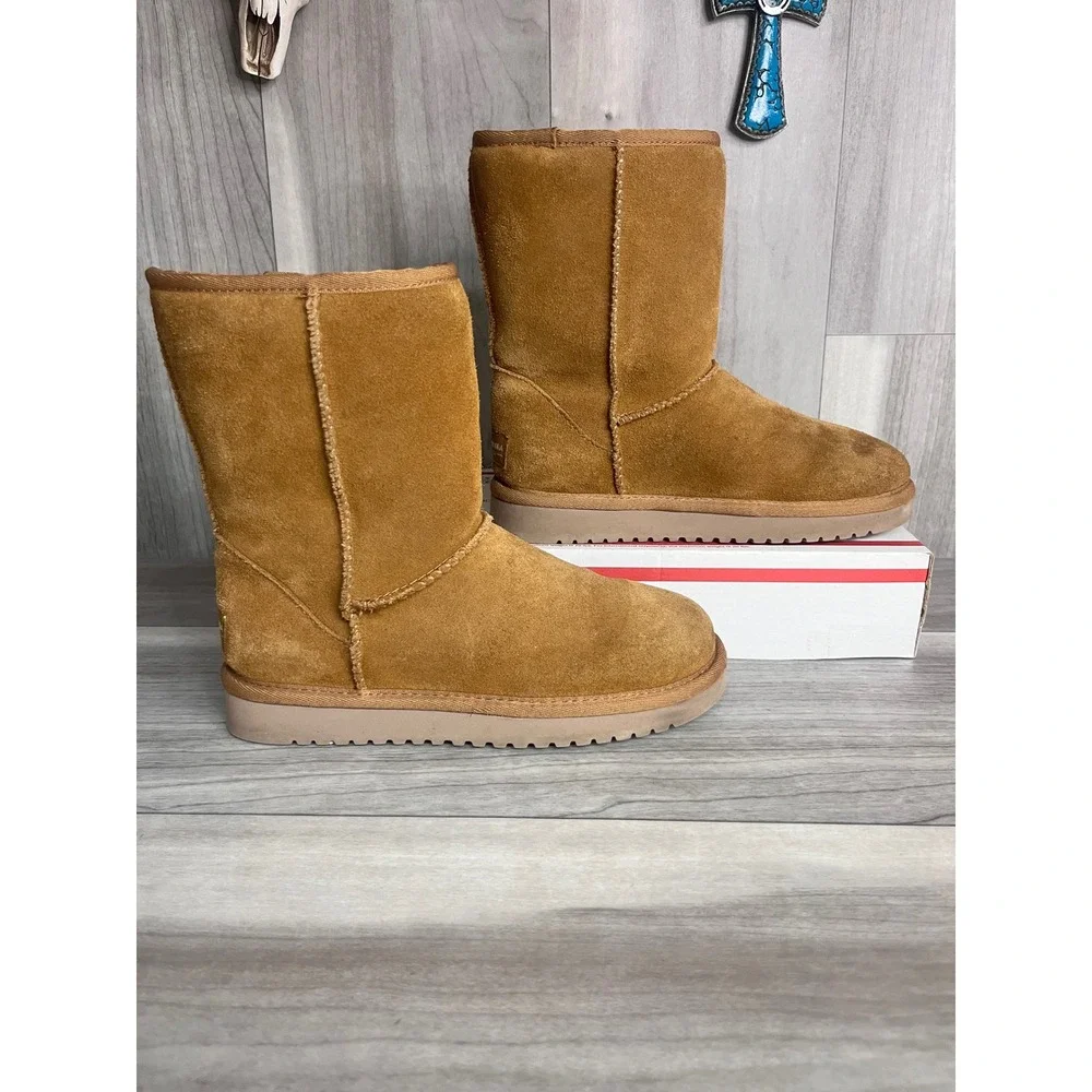 Koolaburra by UGG Victoria Boot Kids Size 5 Chestnut‎ Brown Suede Faux Fur